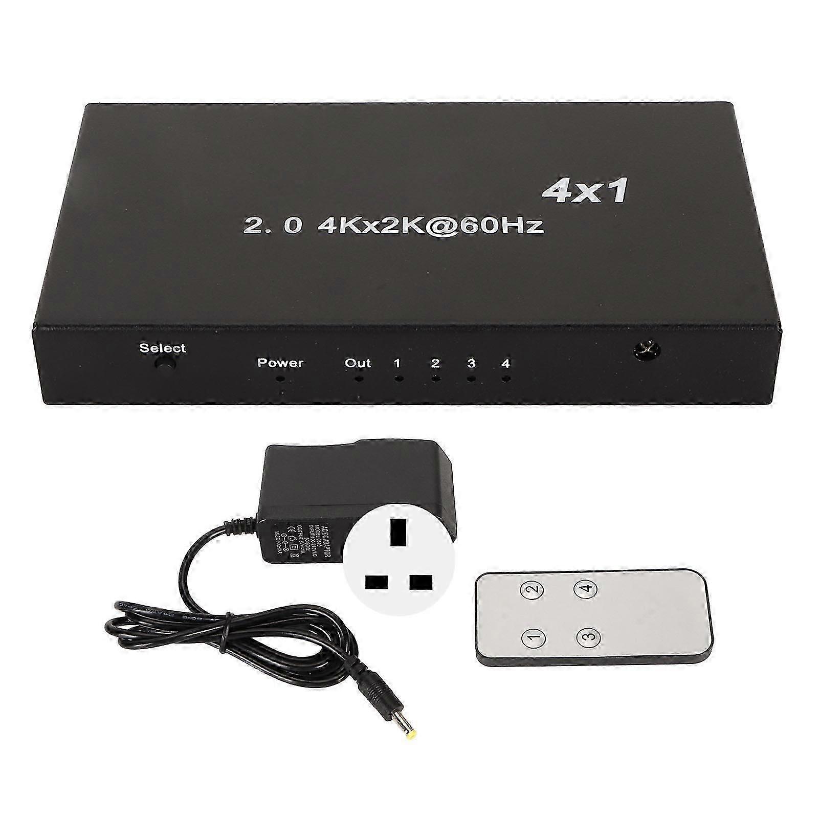 4K HD Multimedia Interface Switcher Professional Plug and Play Iron Shell Supports 3D 4x1 HD Multimedia Interface Switcher Selector Plug