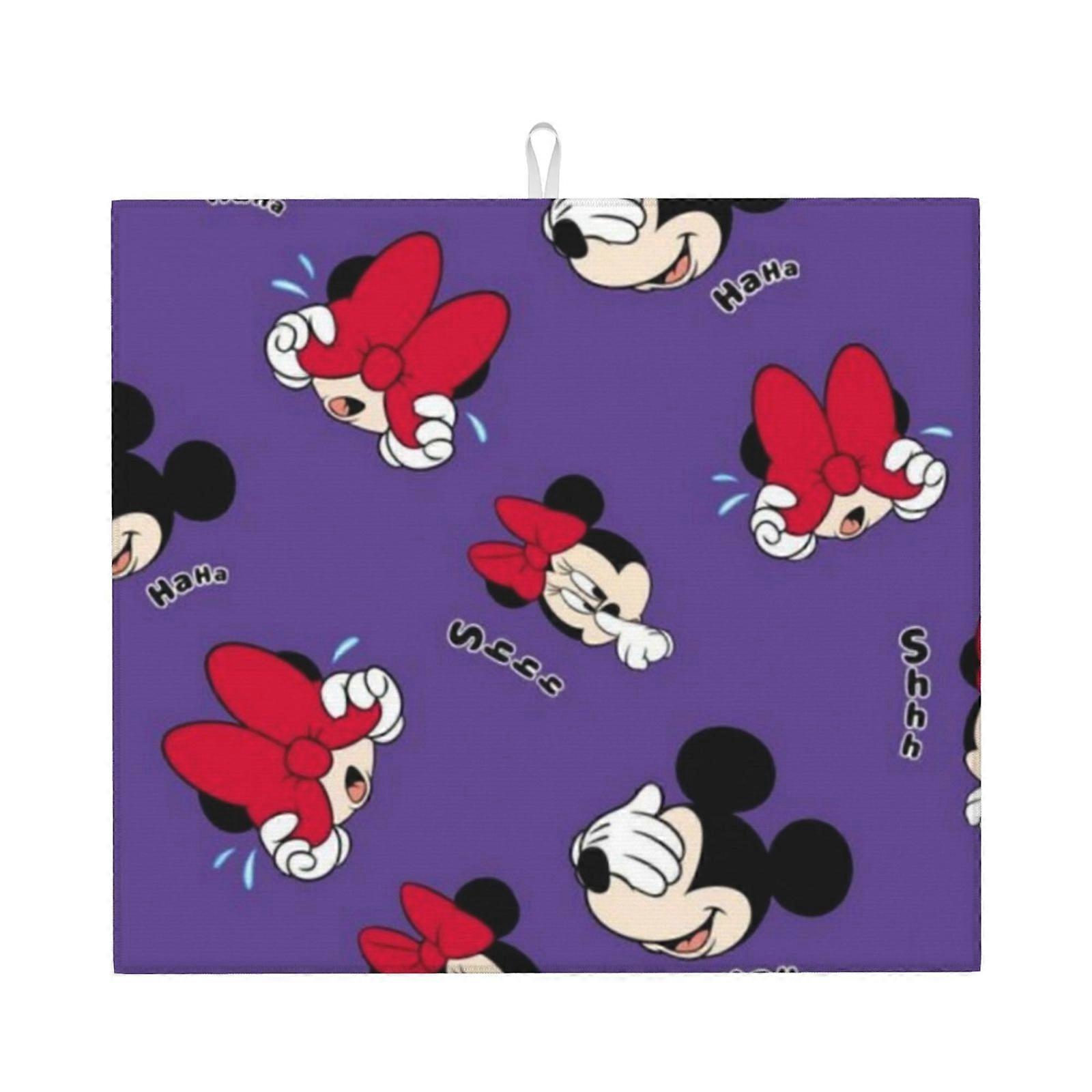 Mickey Mouse Dish Drying Mat For Kitchen Counter, Microfiber Dish Mat, Fast Absorbent Draining Pad