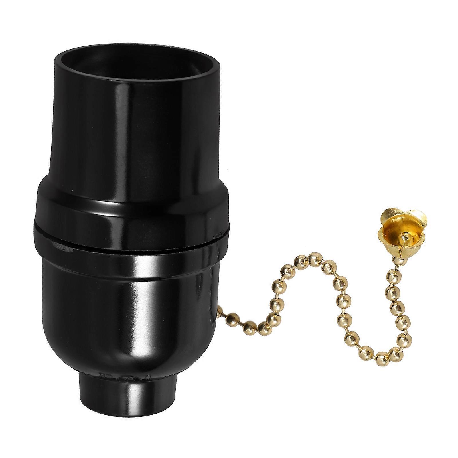 Durable ABS Lamp Holder with Pull Chain for Home Use E27 Socket Black
