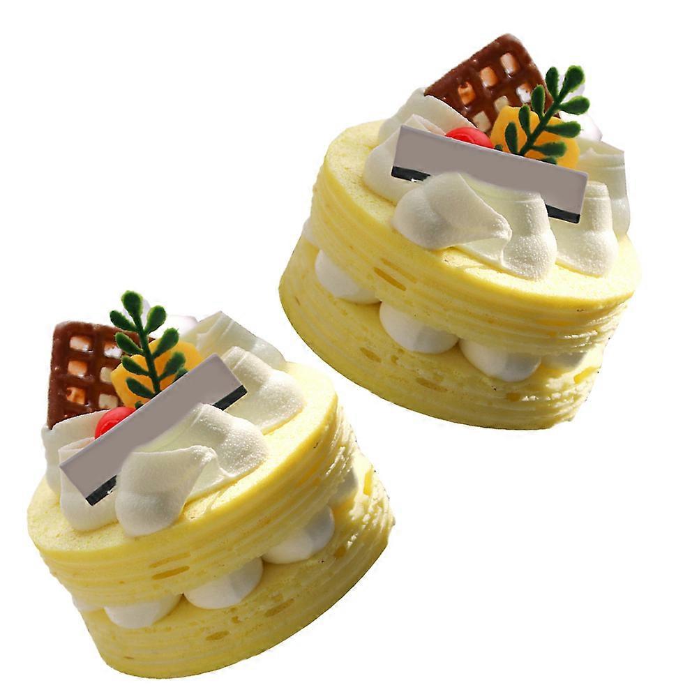 Faux Dessert Artificial Cake Model for Decor 2Pcs Realistic Bakery Display Prop