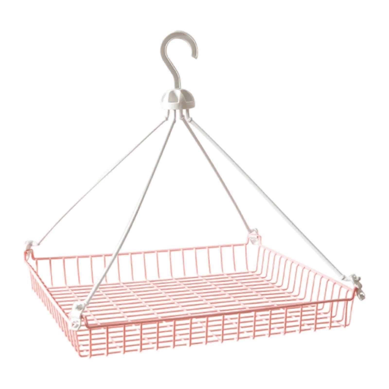 Sweater Drying Rack Mesh Windproof Clothes Hanger for Laundry Shirts Socks, Pink Single Tier