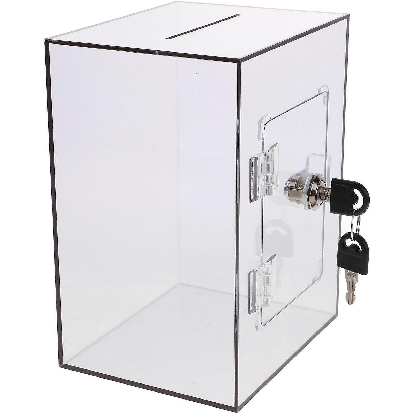Donation Box with Lock Acrylic for Storage Clear Ballot Suggestion Box