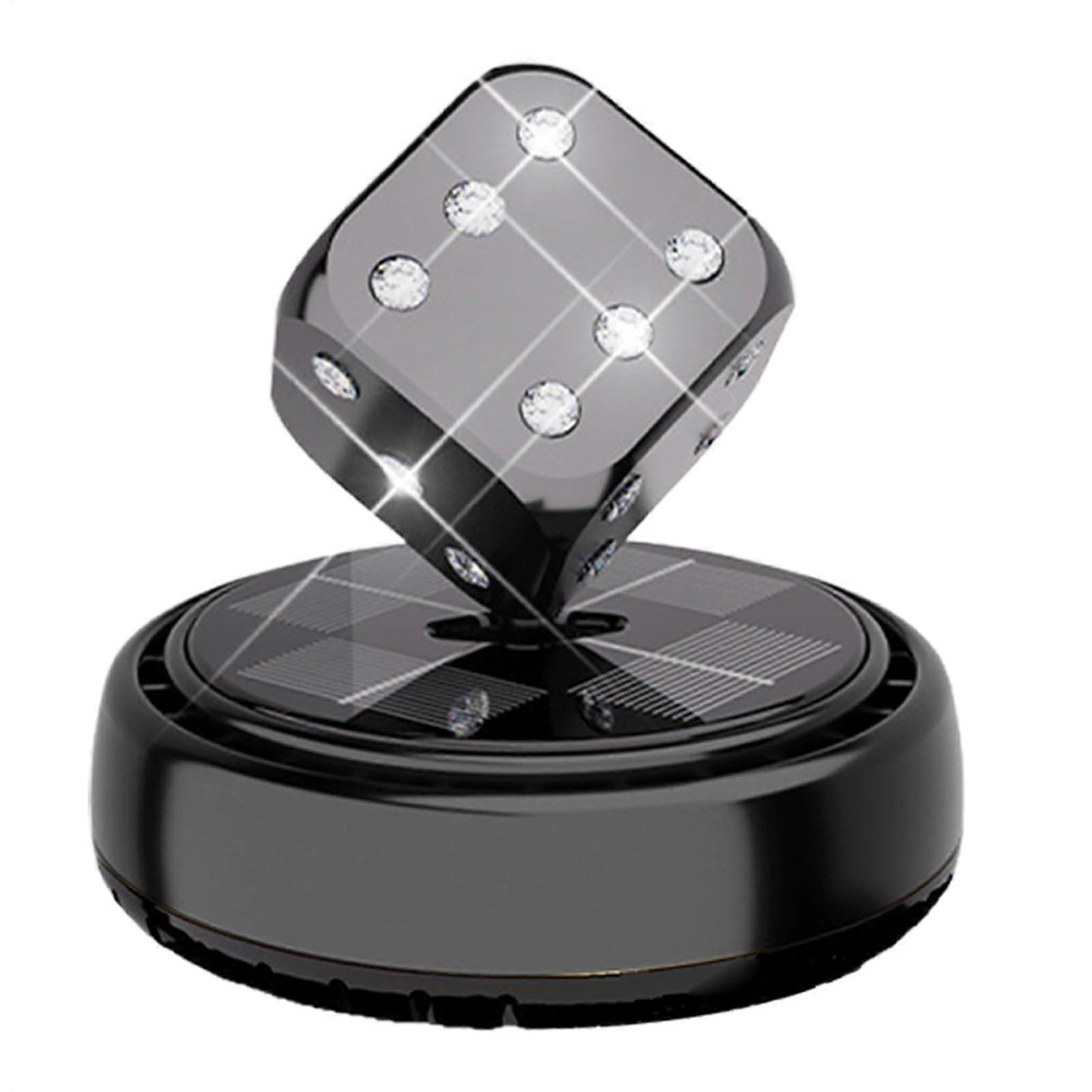 Solar Powered Car Air Freshener with Rotating Luxury Dice Design for Dashboard Odor Removal