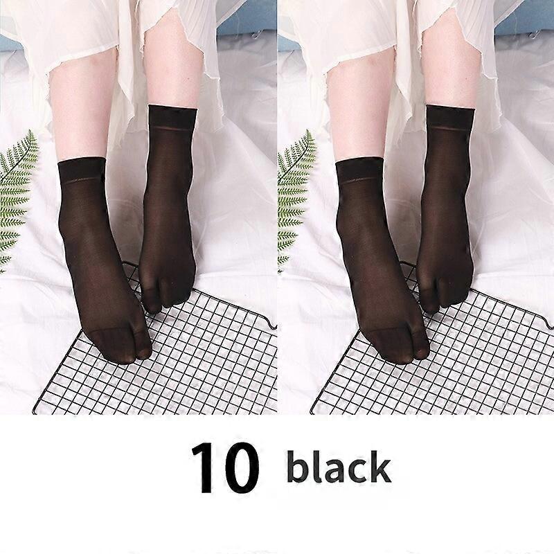 10 Pairs of Thin Silky Two Toes Split Socks Solid Japanese Tabi Hosiery Daily