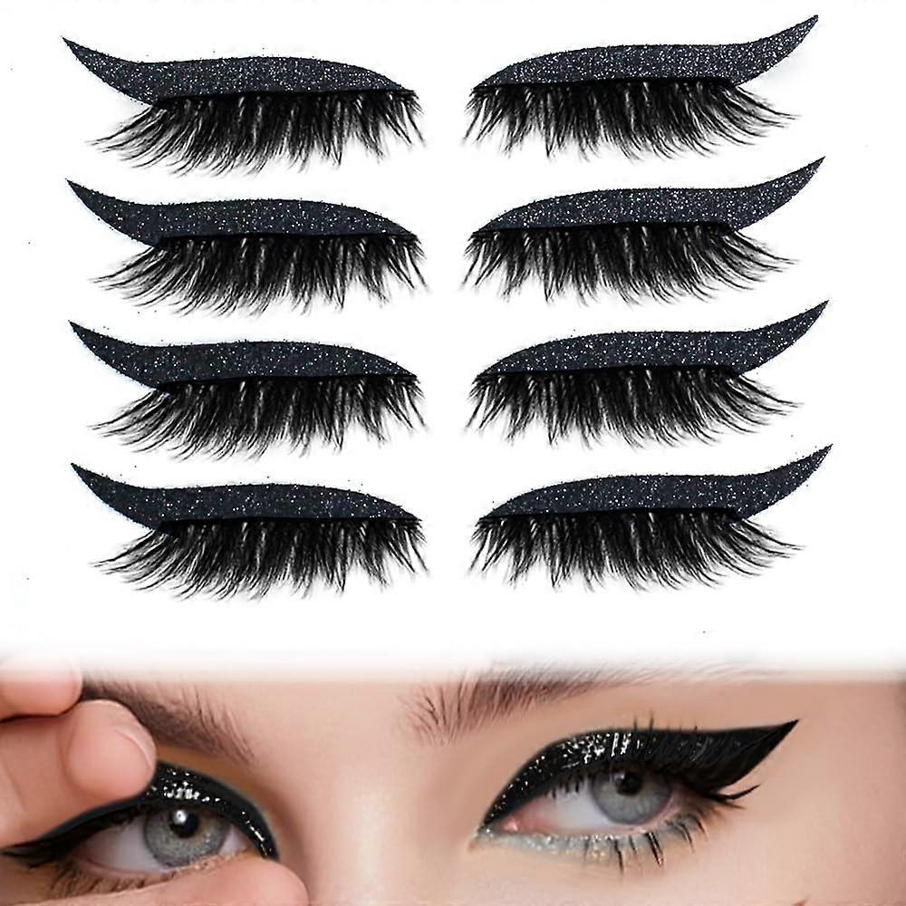 Reusable Eyelash Stickers 2 in 1 Waterproof Eyeshadow and Lashes 4 Pairs for All Eye Shapes Black