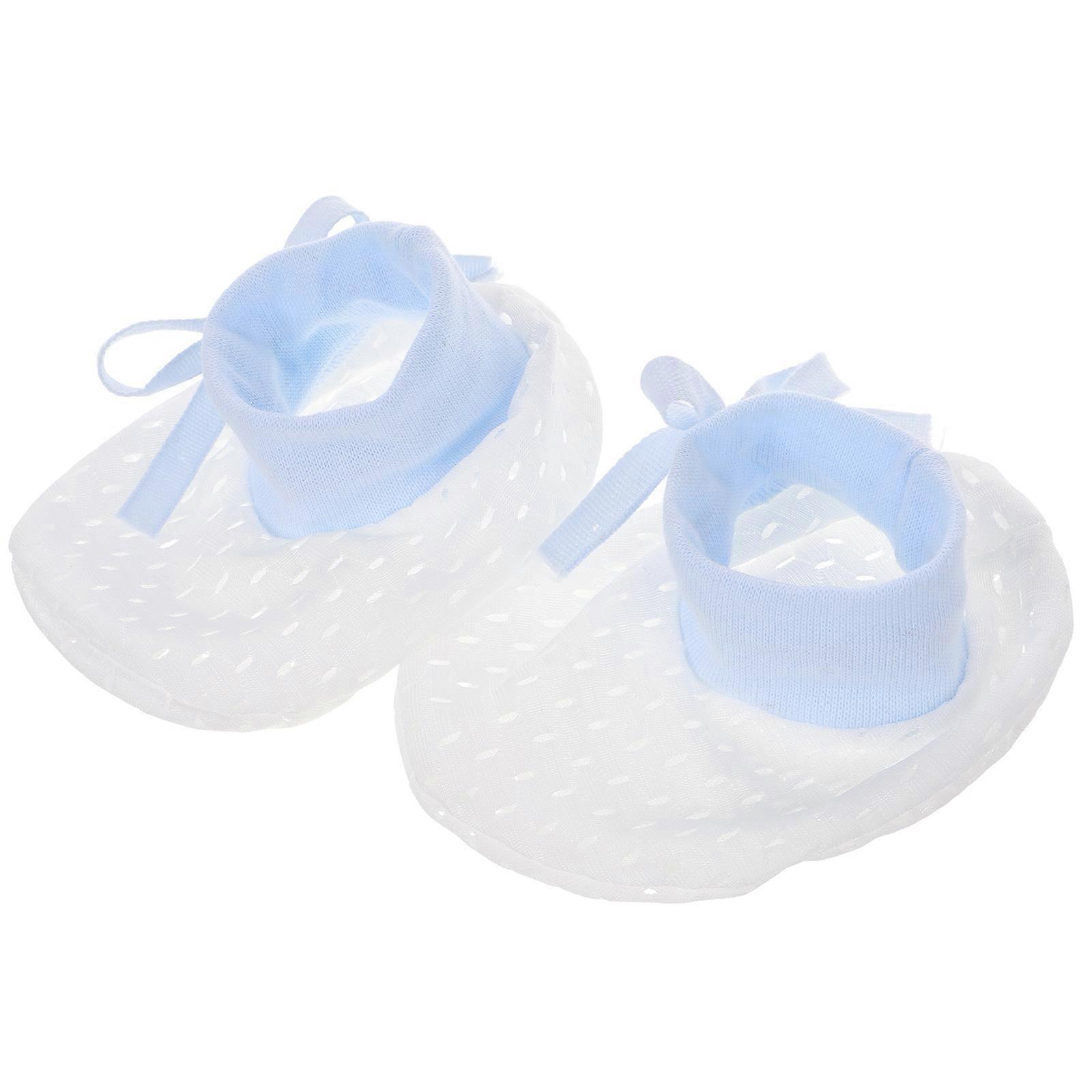 Skyblue Cotton Antiscratch Mittens for Newborns with Adjustable Drawstring Design Soft and Comfortable for Home Use