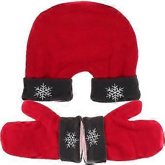 3pcs Couple Gloves Polar Fleece Lovers Winter Thicken Warm Glove Sweethearts Christmas Gift Romantic Couples Mittens (Red)