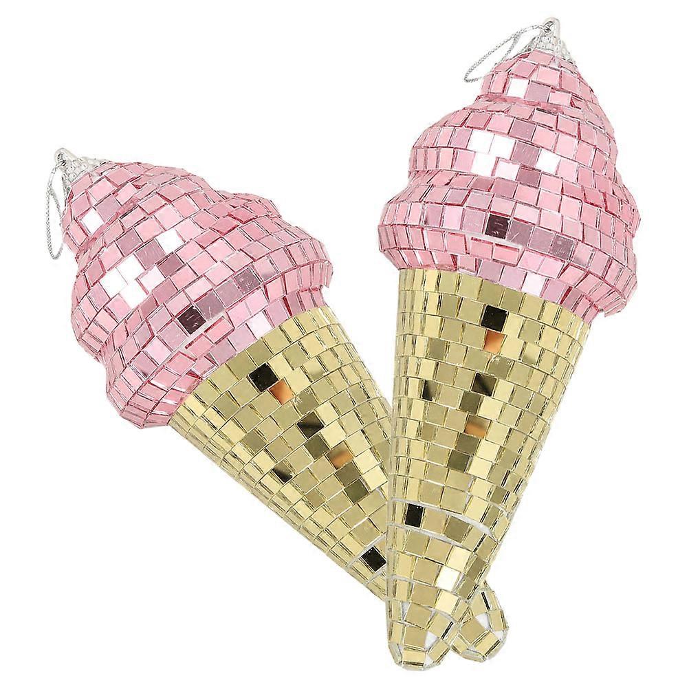 Disco Ball Decorations Ice Cream Shape for Hanging 2Pcs Party Decor