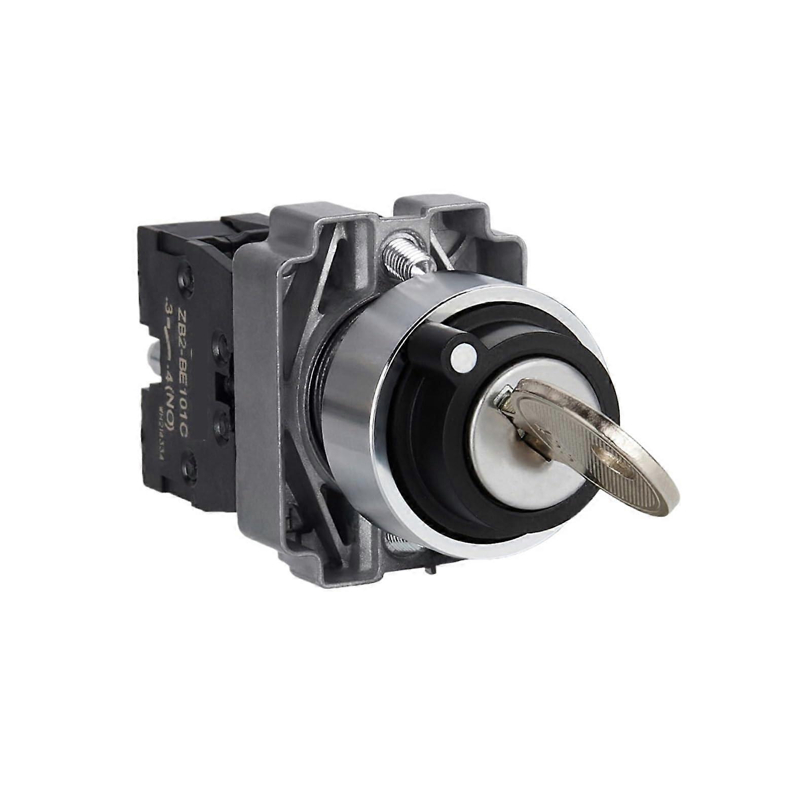 XB2BG Key Selector Switch 3 Position with Secure Key Lock, Durable Metal Panel Mount Rotary Switch 5V