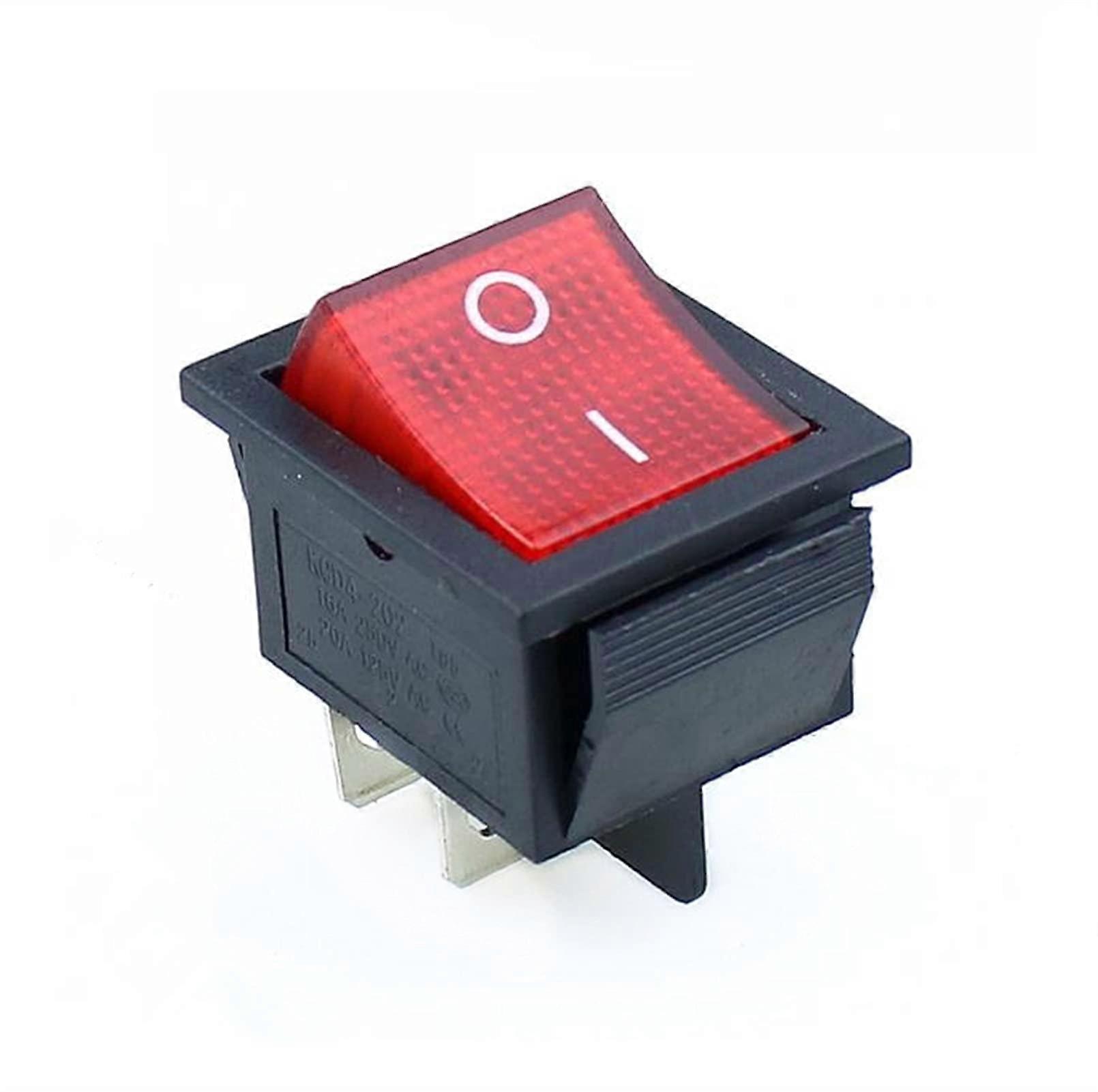 Rocker Toggle Switch KCD4 6 Pin Red Illuminated Power ON OFF 2 Position  Capacity