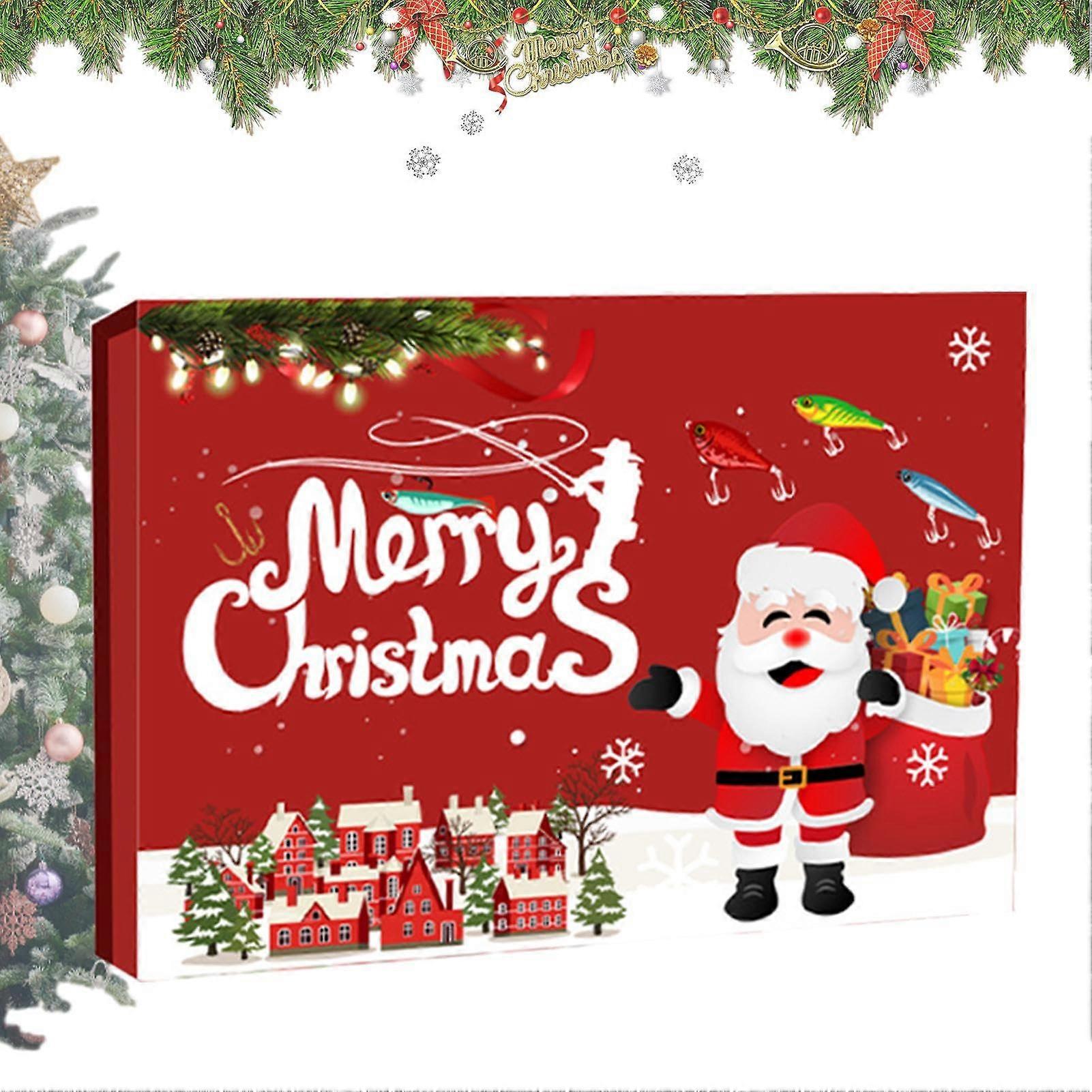 Fishing Lures Set Advent Calendar 24 Days Saltwater and Freshwater Tackle with 3D Fish Eyes