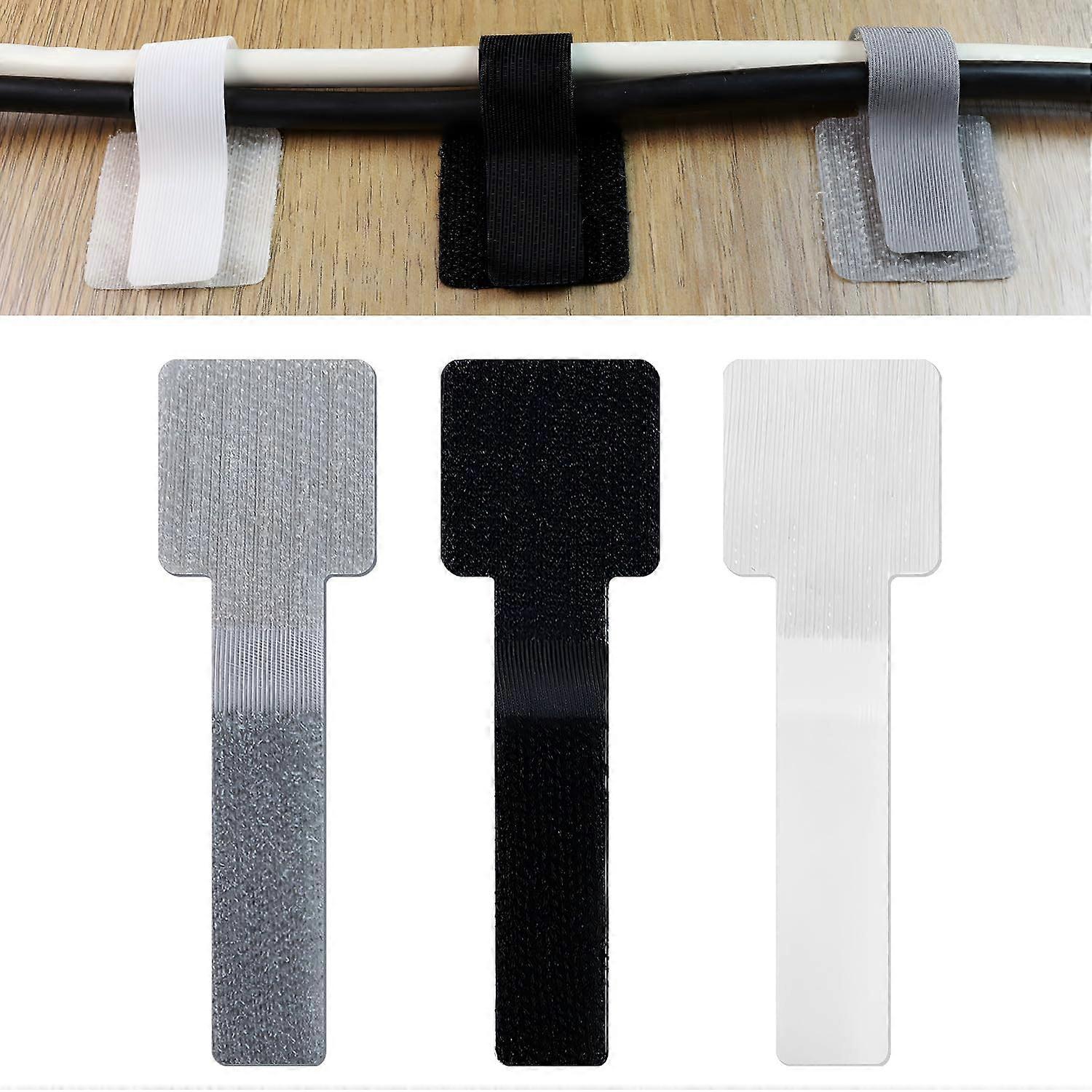 60 Pack Cable Management Set with Reusable Hook and Loop Ties and Adhesive Clips for Home and Office