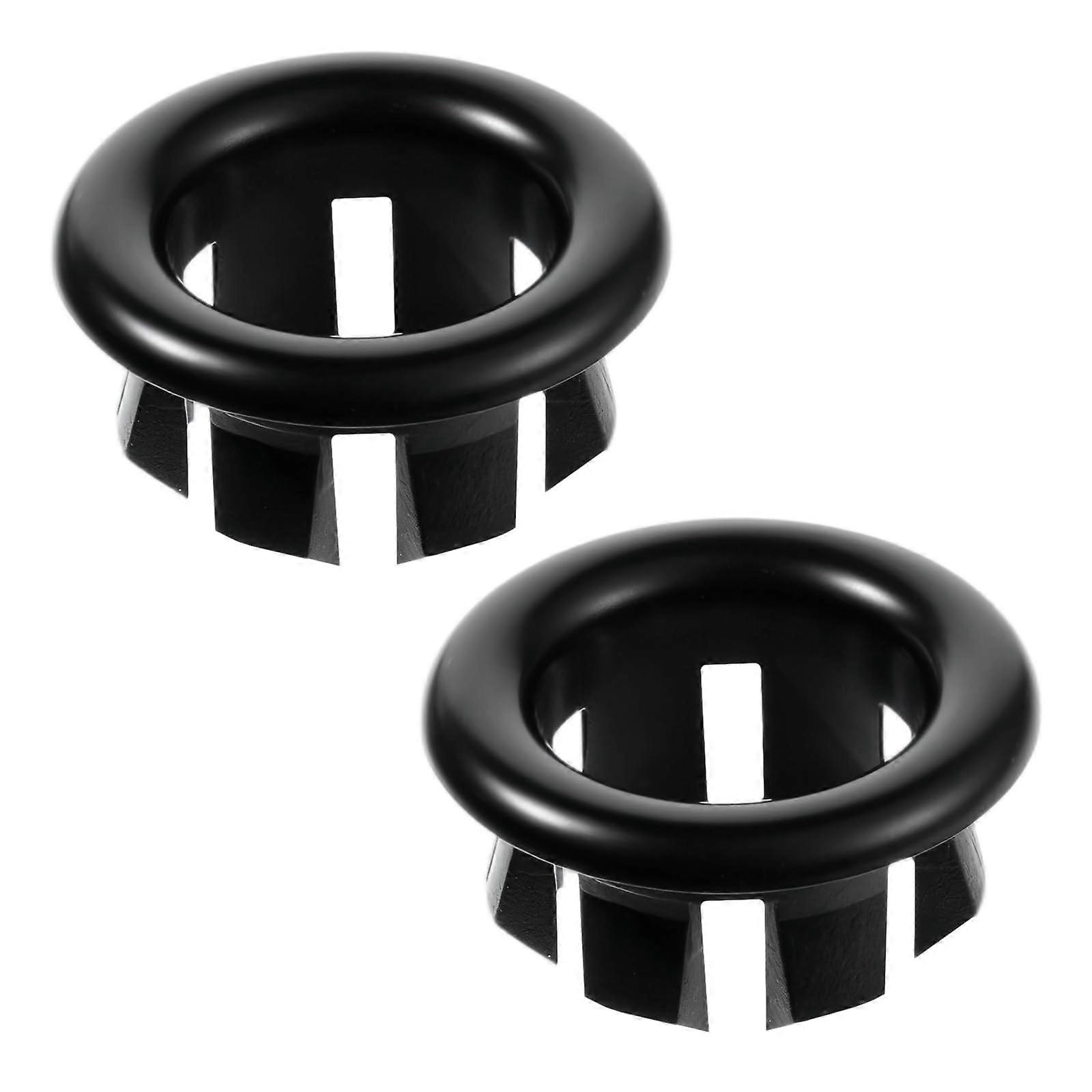 2 Pack Black Sink Overflow Cover Universal Fit Bathroom Sink Overflow Ring Caps Tool Install