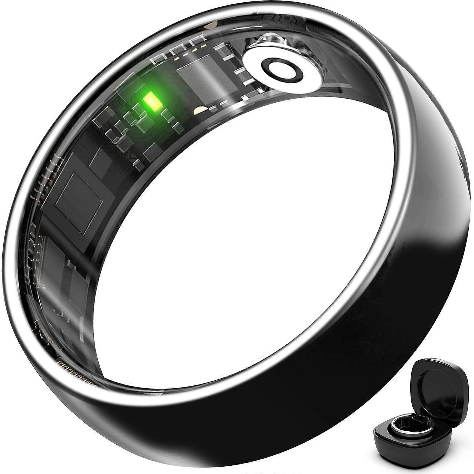 Smart Ring Health and Fitness Tracker with Sleep and Heart Rate Monitoring, No Subscription, ScratchResistant, Black Size 11