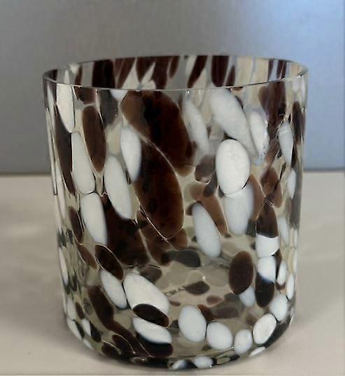 Lykta Glas Mönstrad Brun/Vit 10 cm