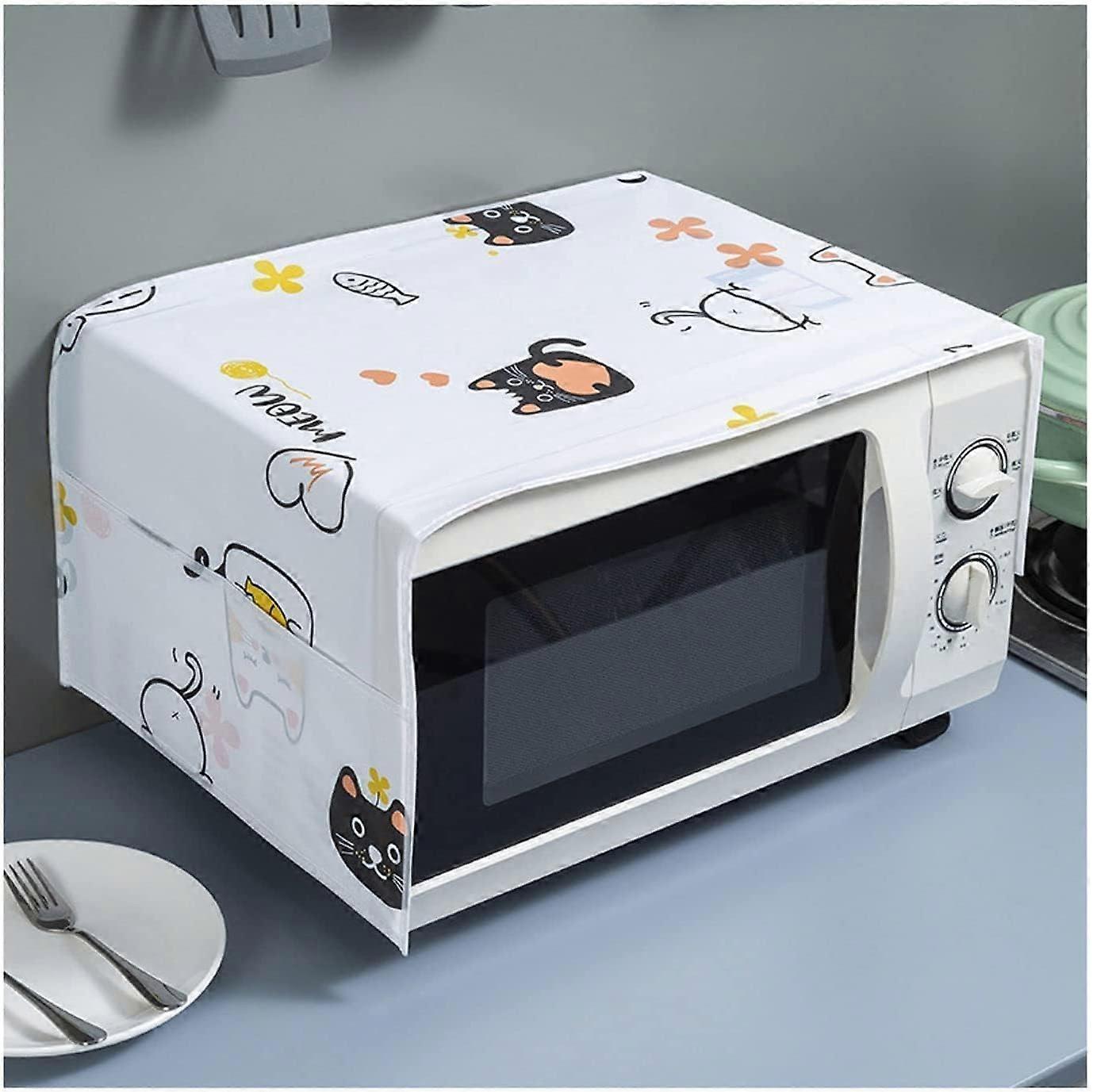 Microwave Oven Cover Waterproof OilProof Protector with Storage Pockets PEVA 2 Pack 35x85cm