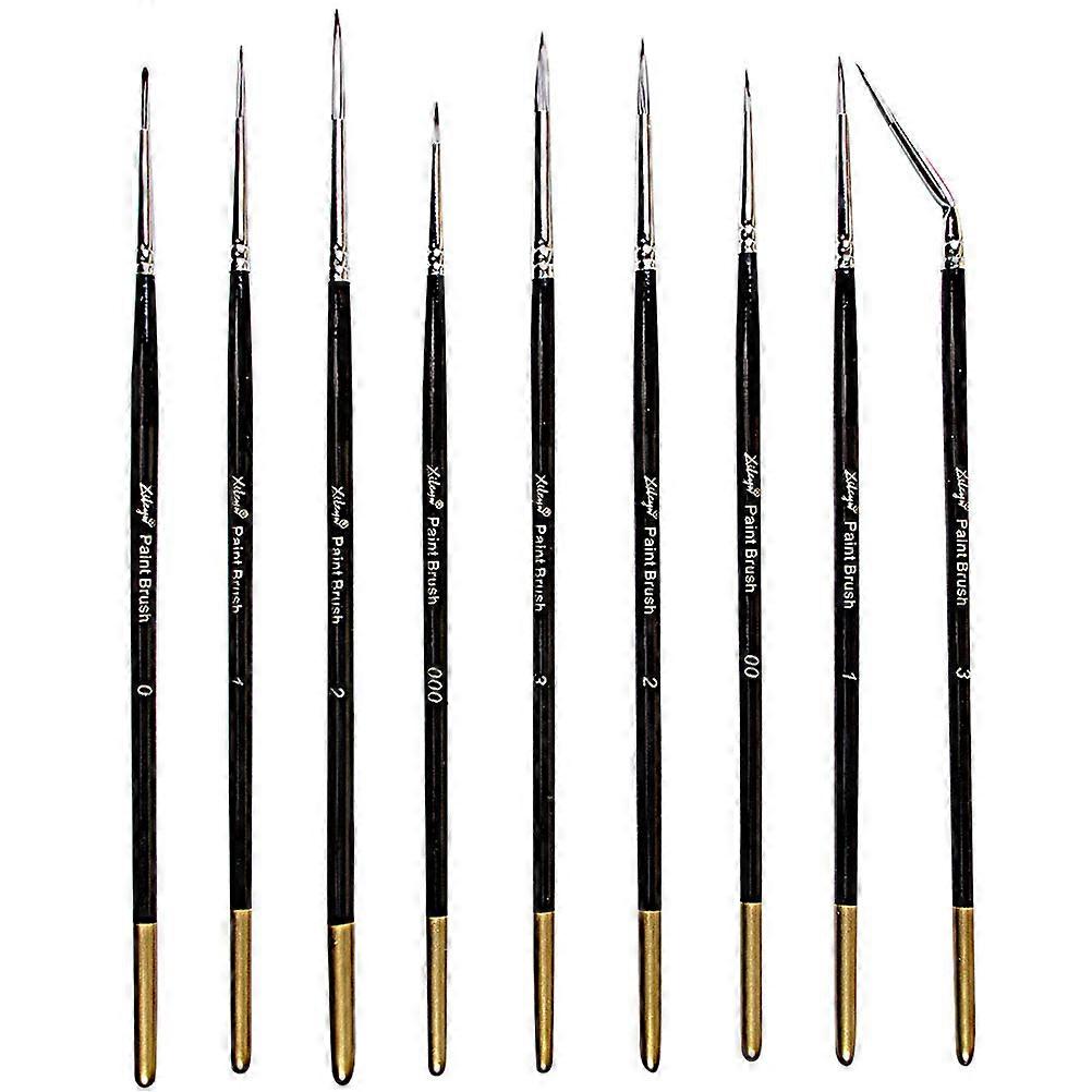 Clean Thin Lines Line Pen Paintbrush Vivid Graphics Solid Wood Pole 9Pcs