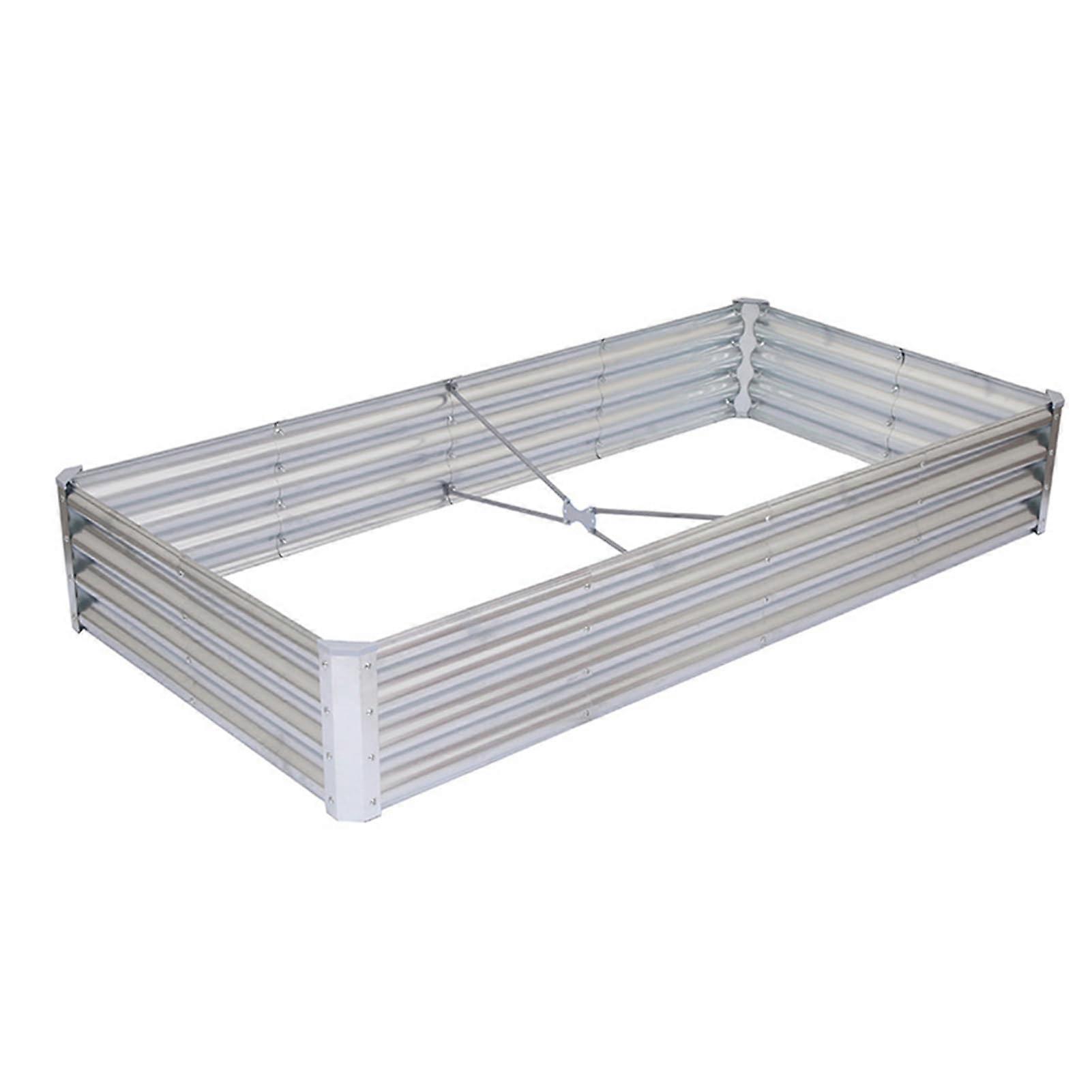 Rectangular Metal Raised Garden Bed with Open Base Drainage for Vegetables and Fruits