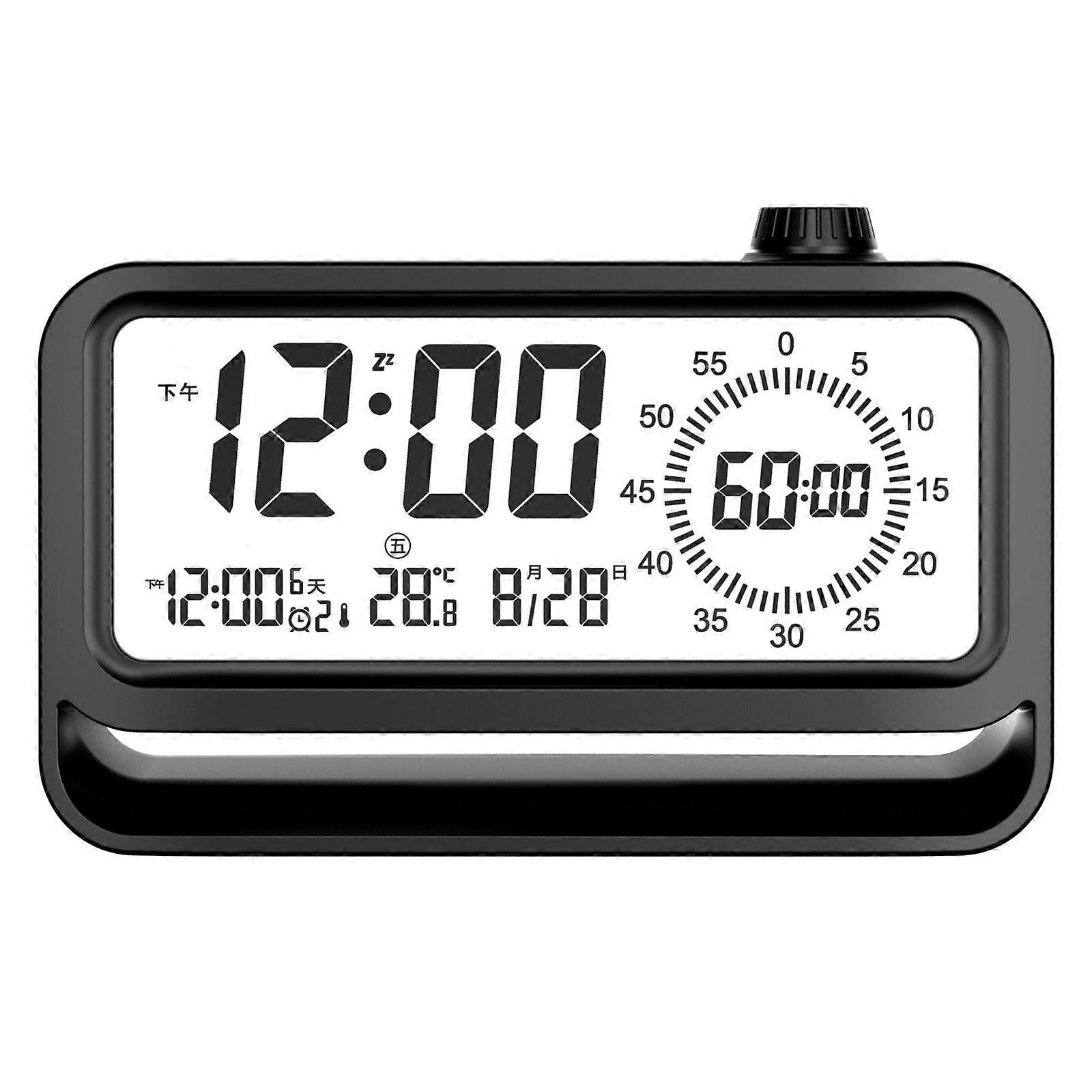 Digital Alarm Clock with Visual Timer 3 Level Brightness Countdown LCD Time Reminder (No Battery)
