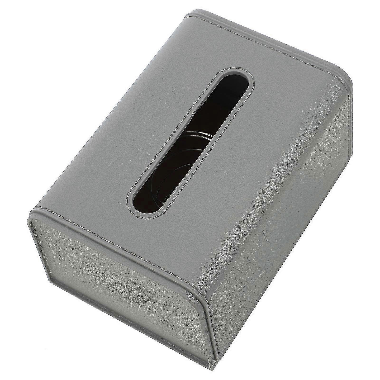 Tissue Box Holder Grey Tpe with Napkin Storage Case and Soft Smooth Texture