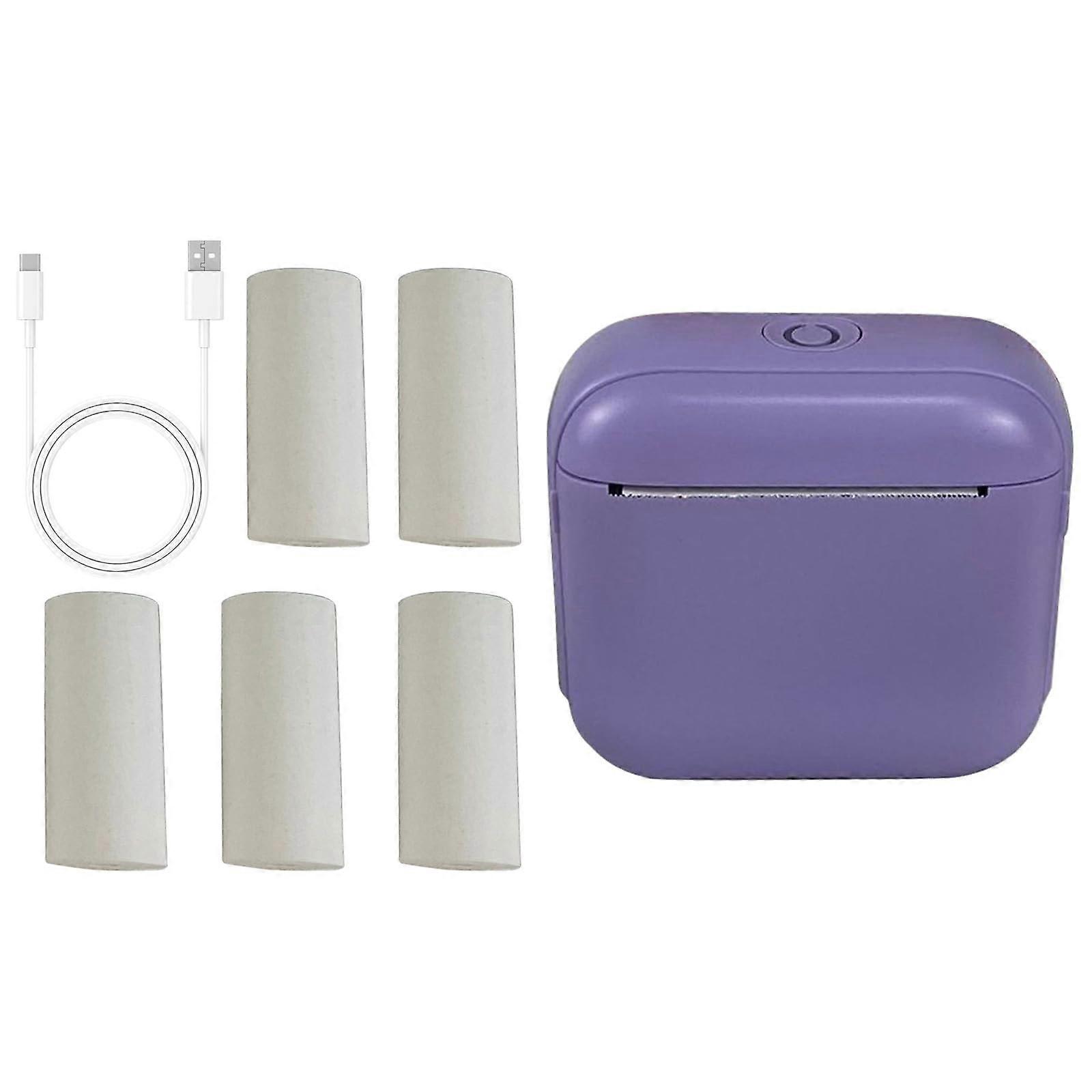 Portable Thermal Printer with Bluetooth Instant Printing, Inkless Mini Photo and Label Printer Purple