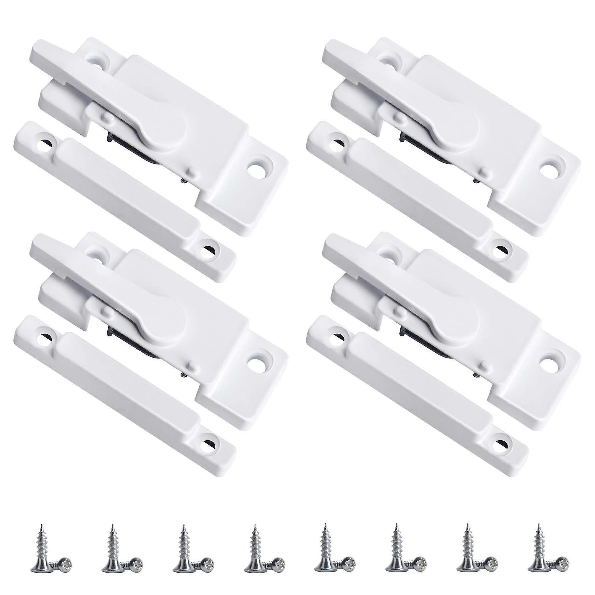 4 Pack White Window Sash Lock Set for Vertical and Horizontal Sliding Windows, Durable Alloy, Easy Install