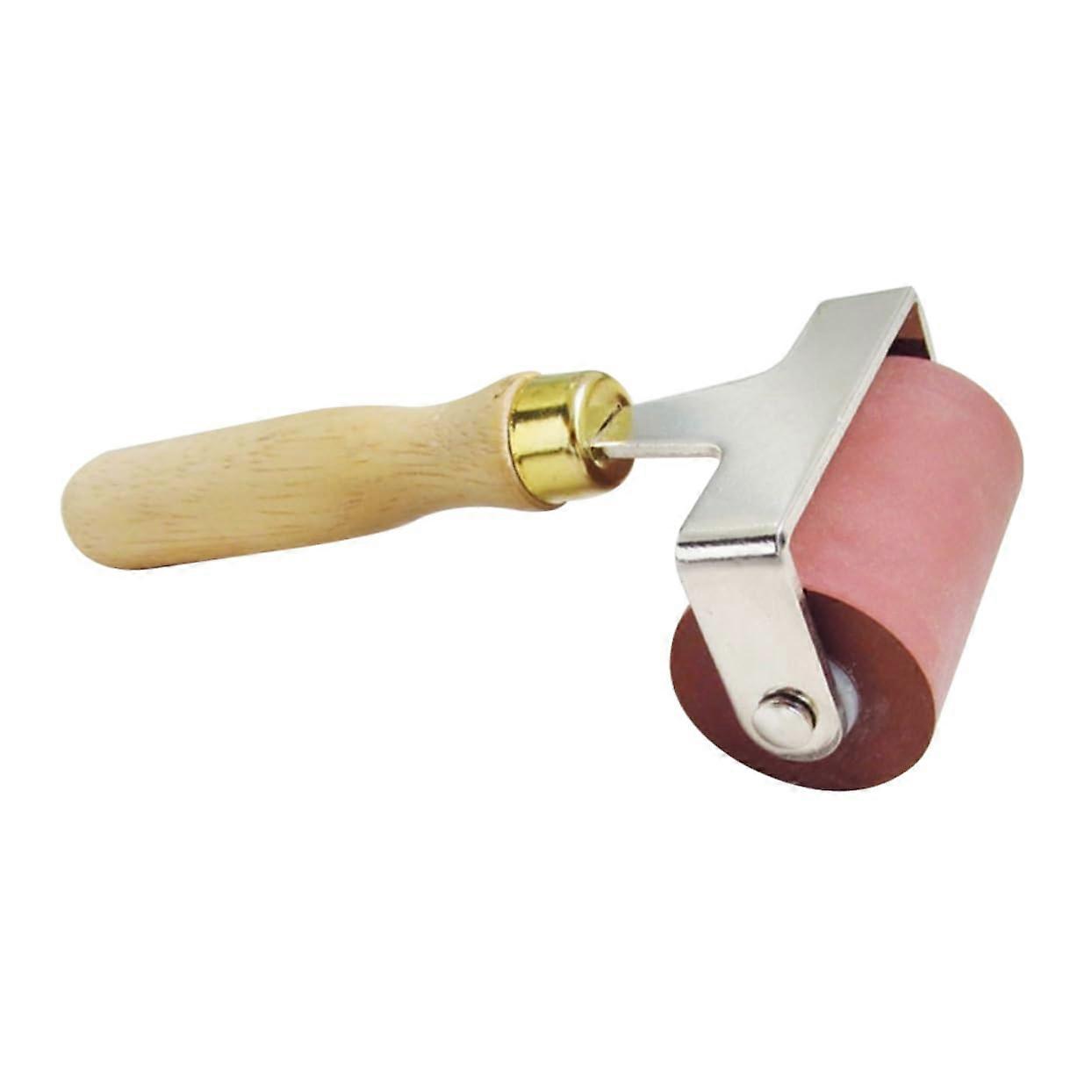 Rubber Printmaking Roller with Ergonomic Wood Handle for Block Printing and Crafts