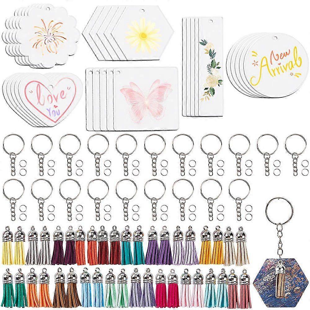 DIY Acrylic Suede Tasse Keychain Making Kits Mixed color