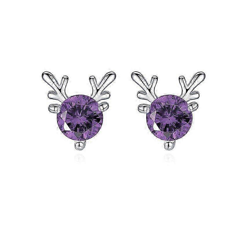 Cartoon Animal Deer Stud Earrings Small Antler Earring For Girls Kid Crystal Stone Christmas Gift Jewelry Women pendientes