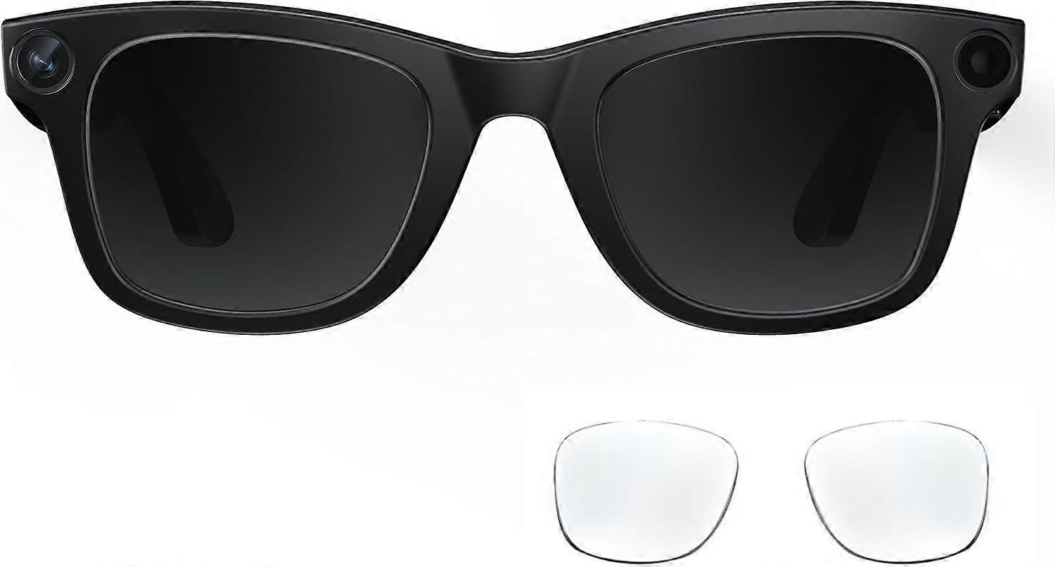 Smart Glasses with Camera and Bluetooth Connectivity, Black AI Design for Everyday Use