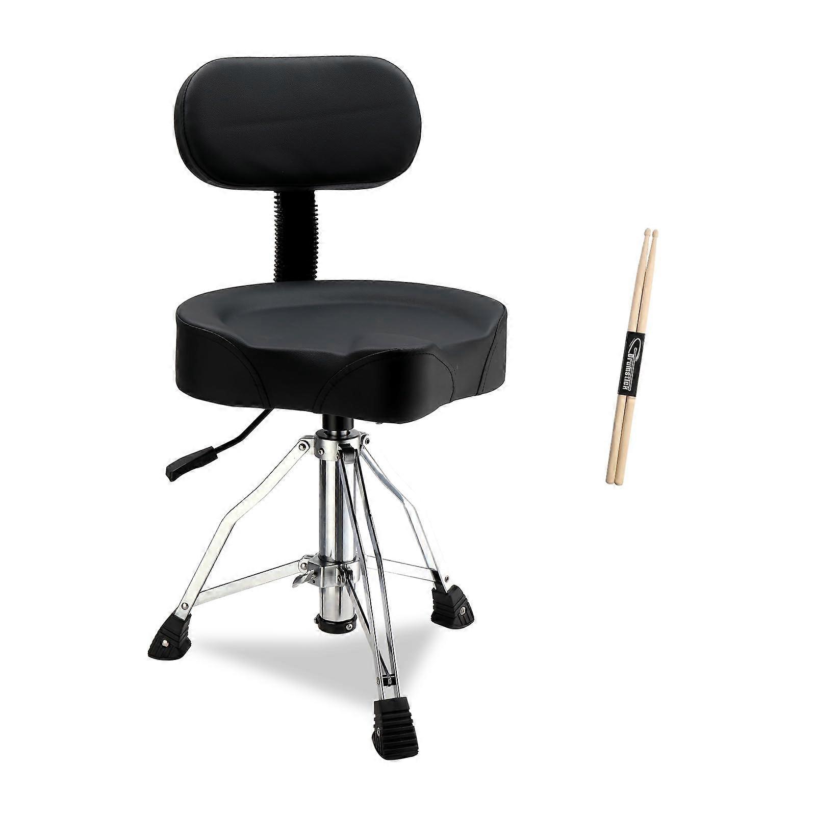 Height Adjustable Drum Throne with Wheels, Swivel Hydraulic Stool for Musicians and Studio Use