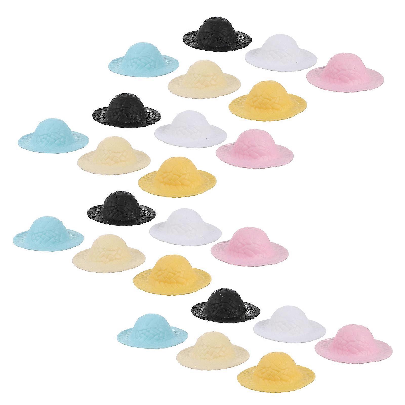 Mini Simulation Straw Hats for Decoration 24Pcs Doll Hats Accessories