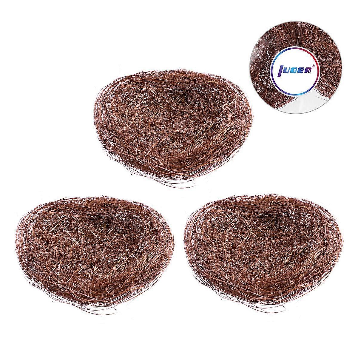 Mini Artificial Bird Nest Luoem Linen Thread Nest for Gift Box Padding Cinema Decor 3Pcs
