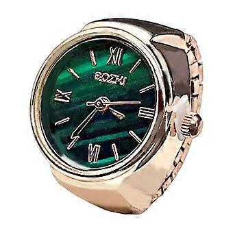 Bague de montre élastique en acier inoxydable à cadran vert rond (1 pièce), cadeau d'anniversaire, accessoire de mode