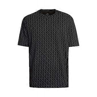 Men's Armani Exchange | Ax Xm001228 Af103569 All-over Logo Print Design Half Sleeve T-shirt - Black