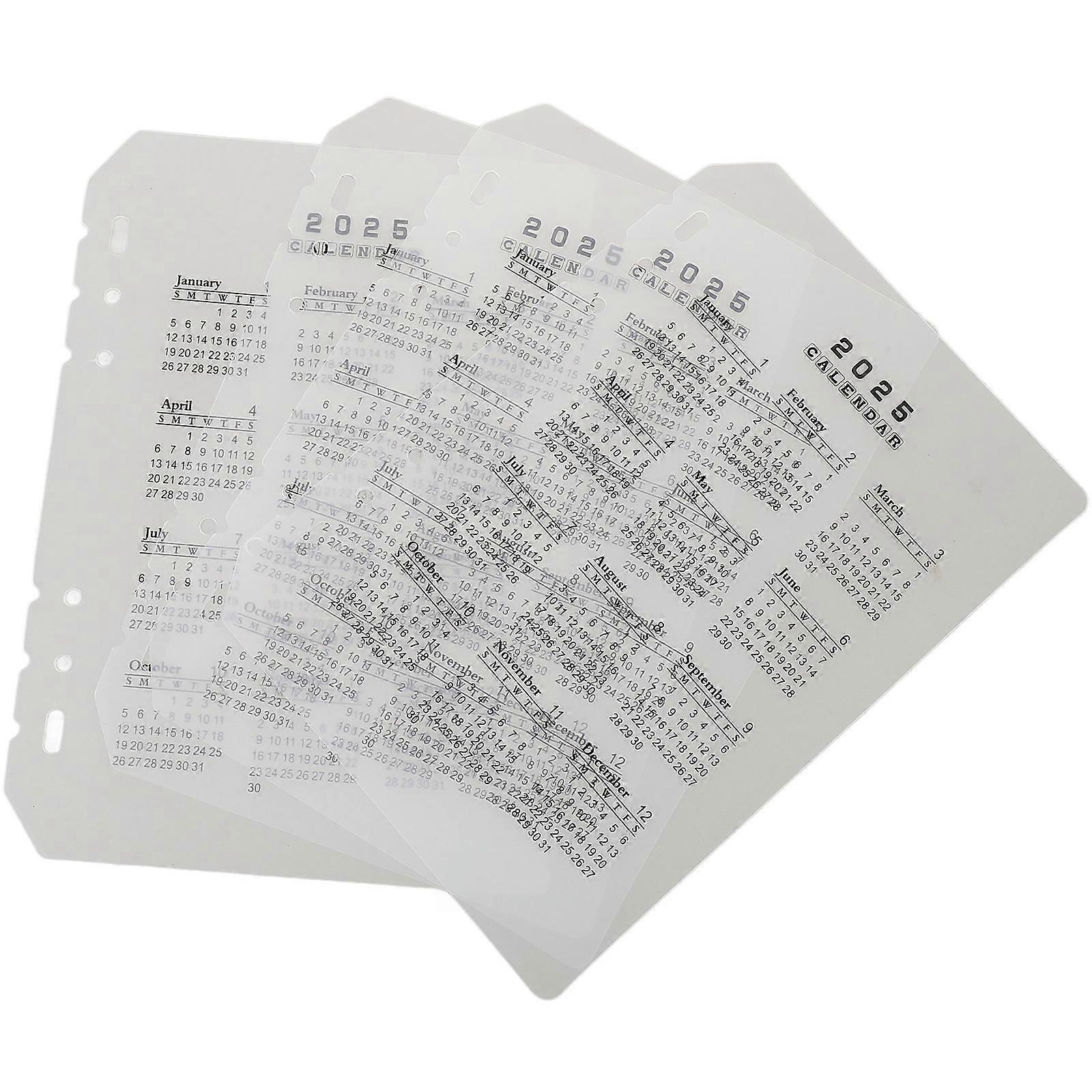 A5 Loose Leaf Notebook Dividers Functional Binder Separators for 4Pcs White