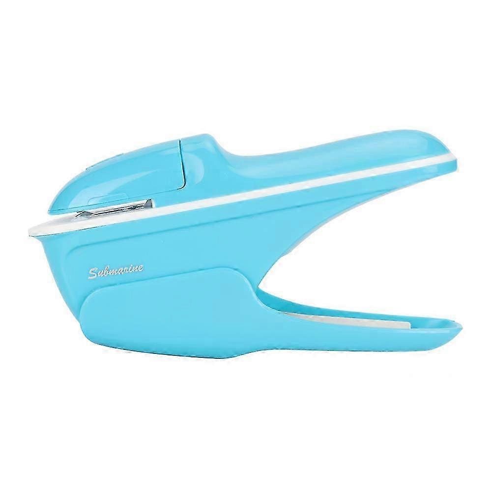 ABS No Staple Stapling Machine Book Paper StaplE Free Stapler Binding Hand Tool(Blue)