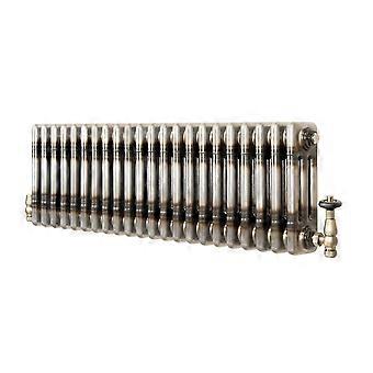 Traditional 3 Column Radiator & Valves – 300mm x 1010mm - Raw Metal