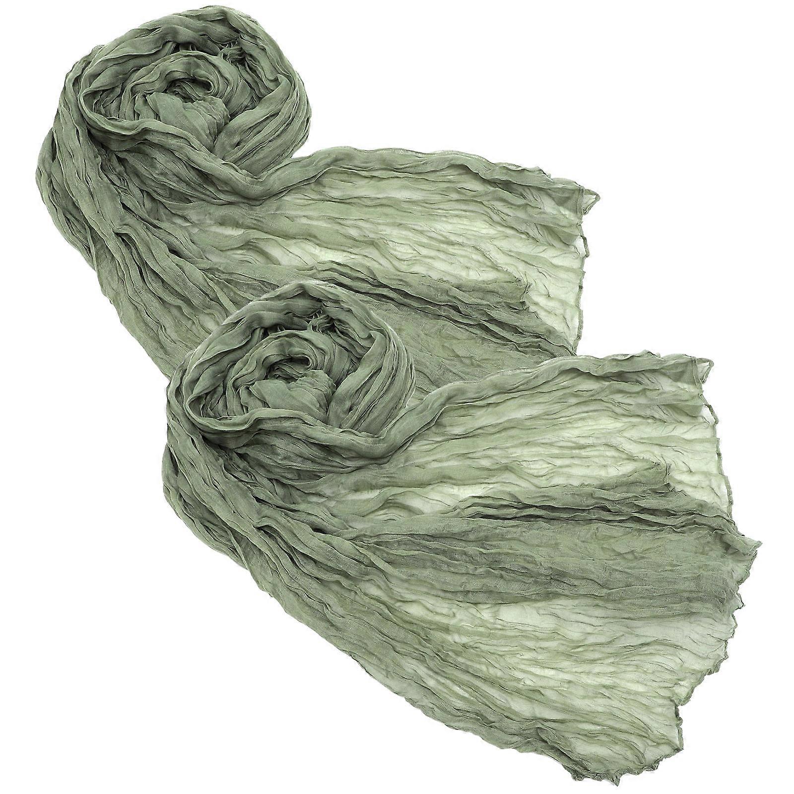 Rustic Gauze Table Runner for Wedding Party Decor 2Pcs Light Green Set