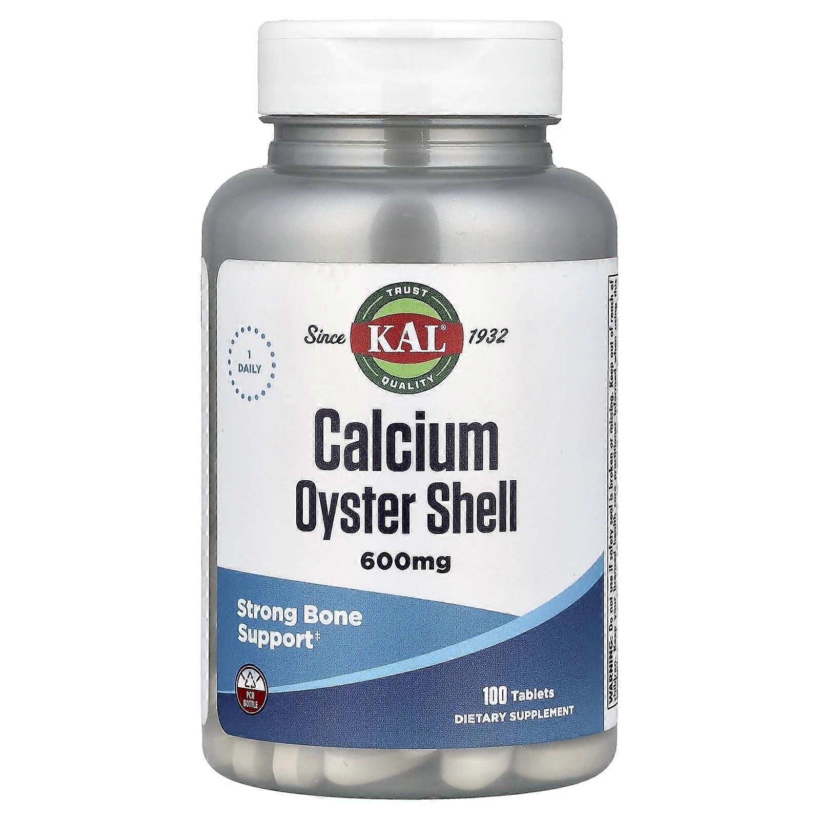 KAL, Calcium Oyster Shell, 600 mg, 100 Tablets, 2-Pack