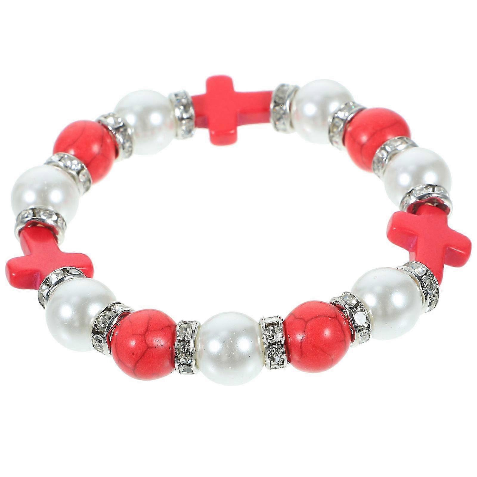 Pray Bracelet Red Pearl Bead Elegant 1Set