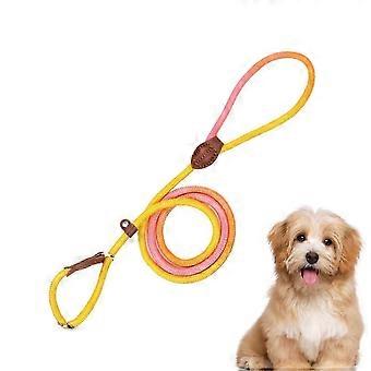 Adjustable Puppy Harness Nylon Leash Slip Pet Accessory with Strength for Hiking, Camping, Running Orange M,l