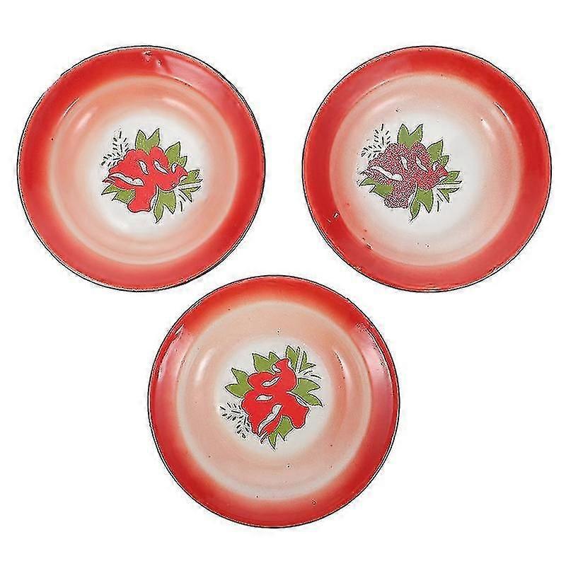 3pcs Kitchen Tableware, Vintage Enamel Plate