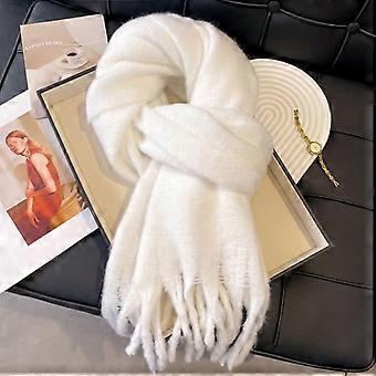 Winter Scarf Women Luxury Autumn Winter Cashmere Scarf Thickened Warm Shawl Classic Tassels Fluffy Scarf Solid Color Soft Shawl
