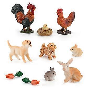 3Pcs Miniature Farm Animal Figures Set, PVC Farm Animals Figurines Including Rooster, Hen, Rabbit, Dog, and More, Realistic Toy Set for Kids, Farm Ani