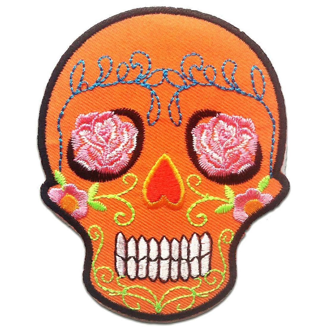 Patch / Iron-on Patch - Skull Skeleton - Multiple Colors Selectable - 7.4 x 9.5 cm