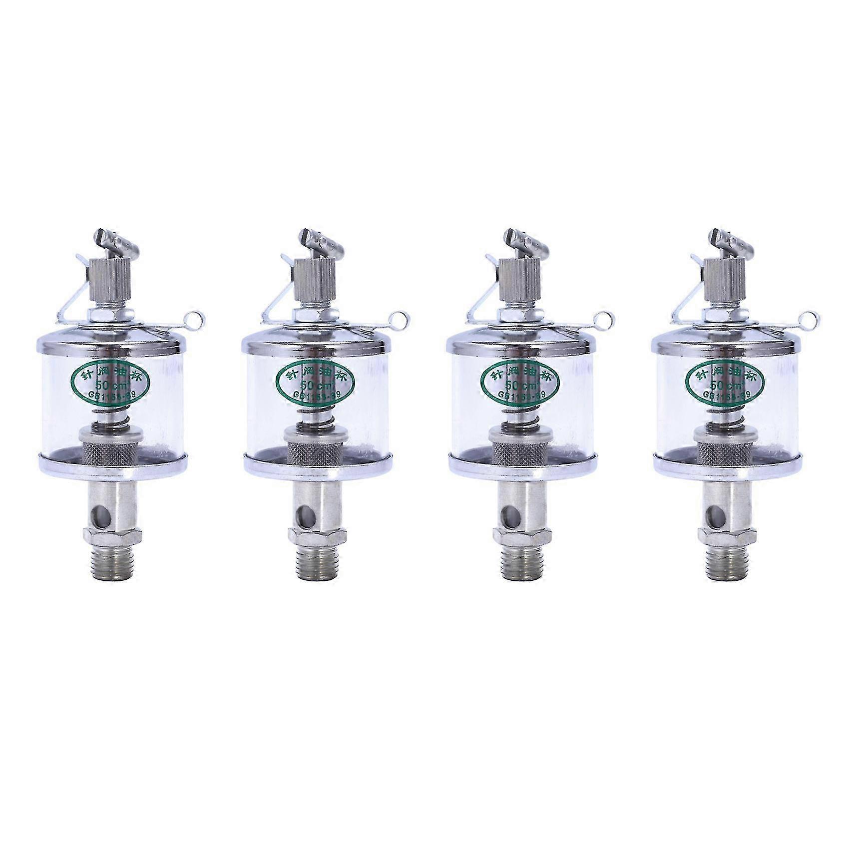 4X 50ML Engine Machine Lubricator Oil Gravity Drip Feed Oiler Clear+Silver