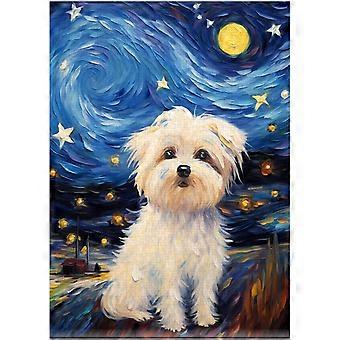 Starry Night Maltese Dog Jigsaw Puzzle SQZ335