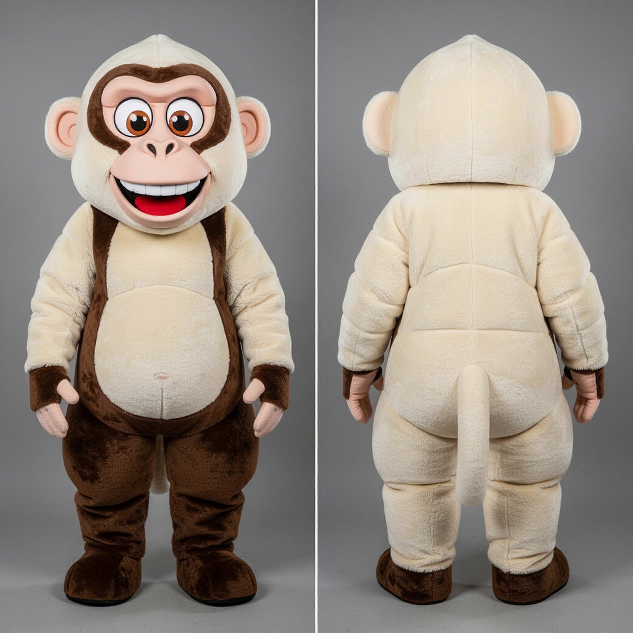 MASTICOT Cream Brown Playful Baboon Mascot