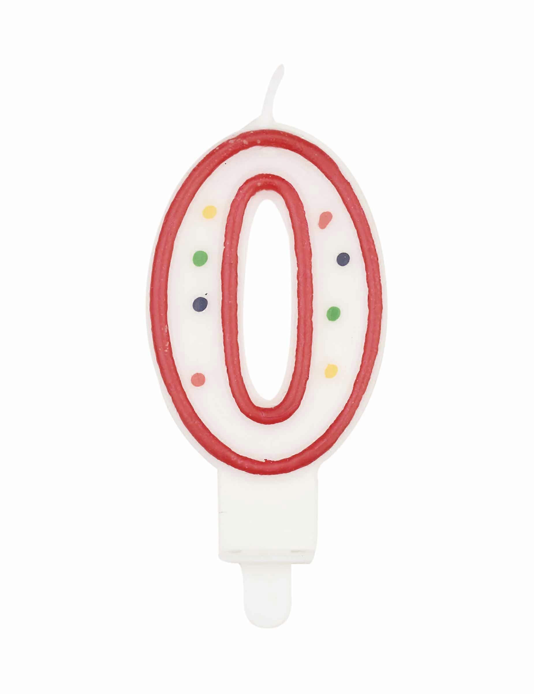 Bougie chiffre 0 multicolore 7,5 cm